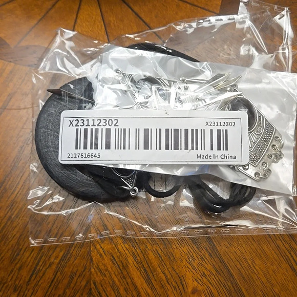 Antique Silver Rhinestone Inlaid Black Turquoise Tassel Earrings, Double-layer P - Picture 4 of 10